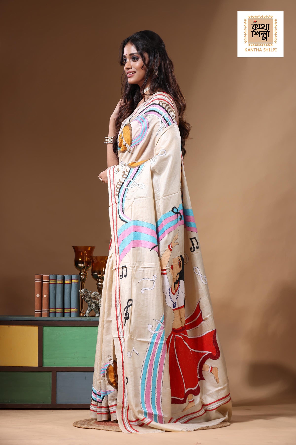 Pure Gachi Tussar Kantha Stitch Saree SN2631147