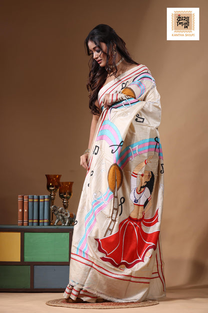 Pure Gachi Tussar Kantha Stitch Saree SN2631147