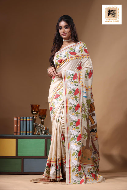 Pure Gachi Tussar Kantha Stitch Saree SN2631165