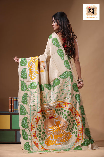 Pure Gachi Tussar Kantha Stitch Saree SN2631202
