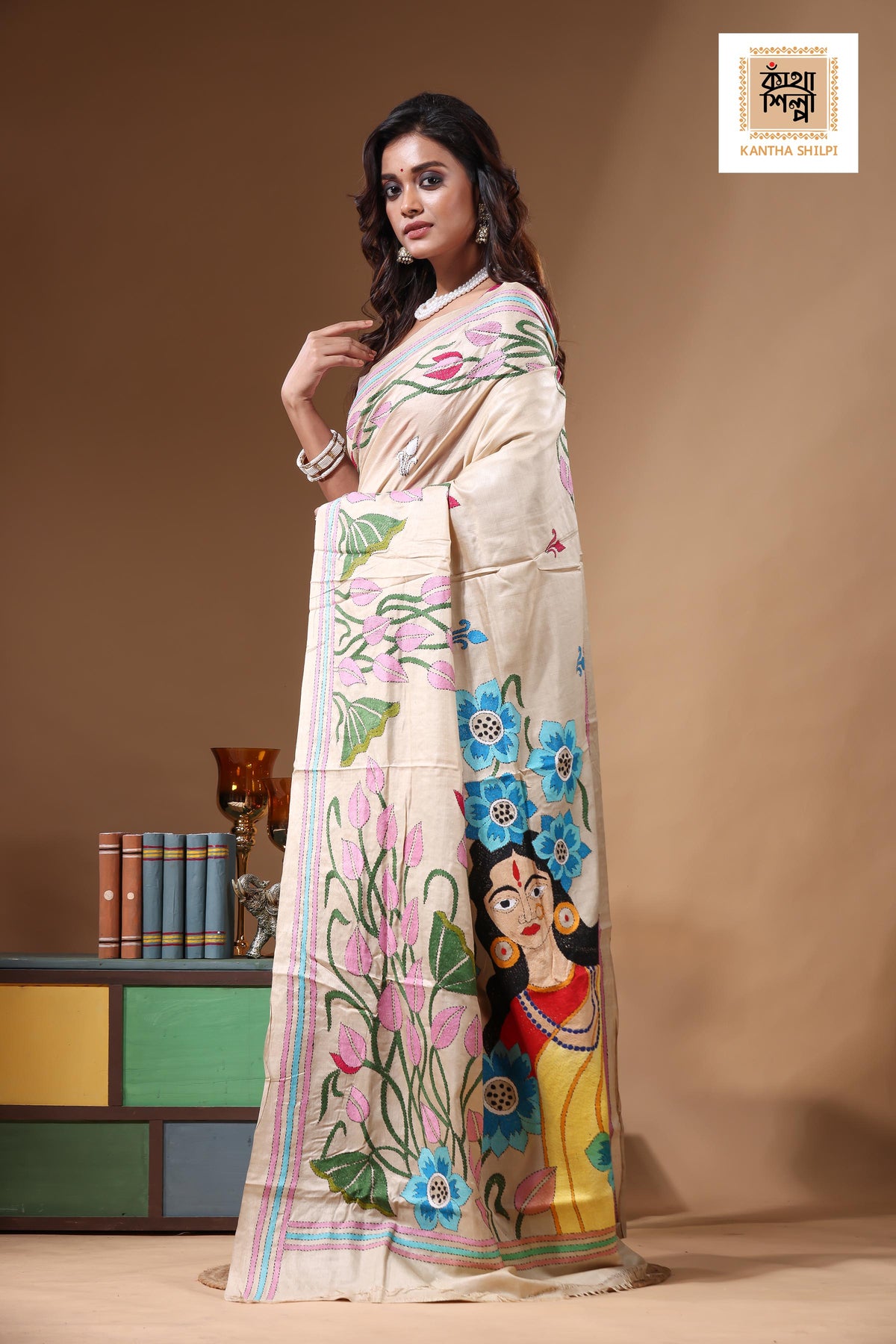Pure Gachi Tussar Kantha Stitch Saree SN2631226
