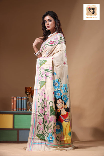 Pure Gachi Tussar Kantha Stitch Saree SN2631226
