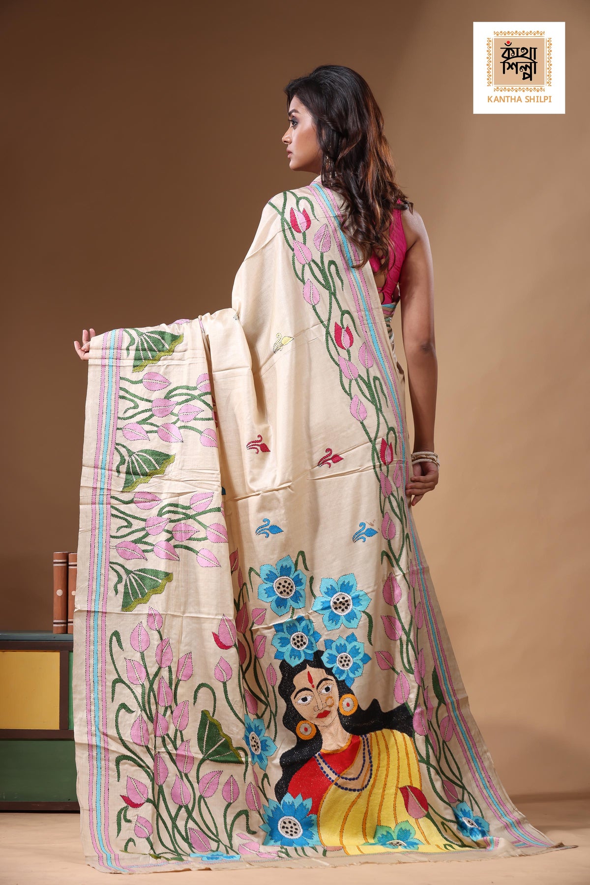 Pure Gachi Tussar Kantha Stitch Saree SN2631226