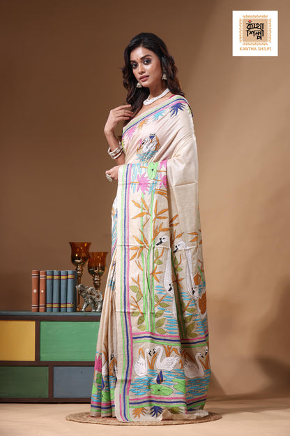 Pure Gachi Tussar Kantha Stitch Saree SN2631239
