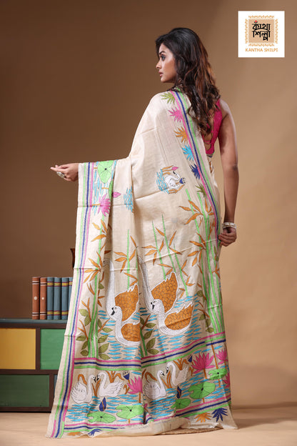 Pure Gachi Tussar Kantha Stitch Saree SN2631239