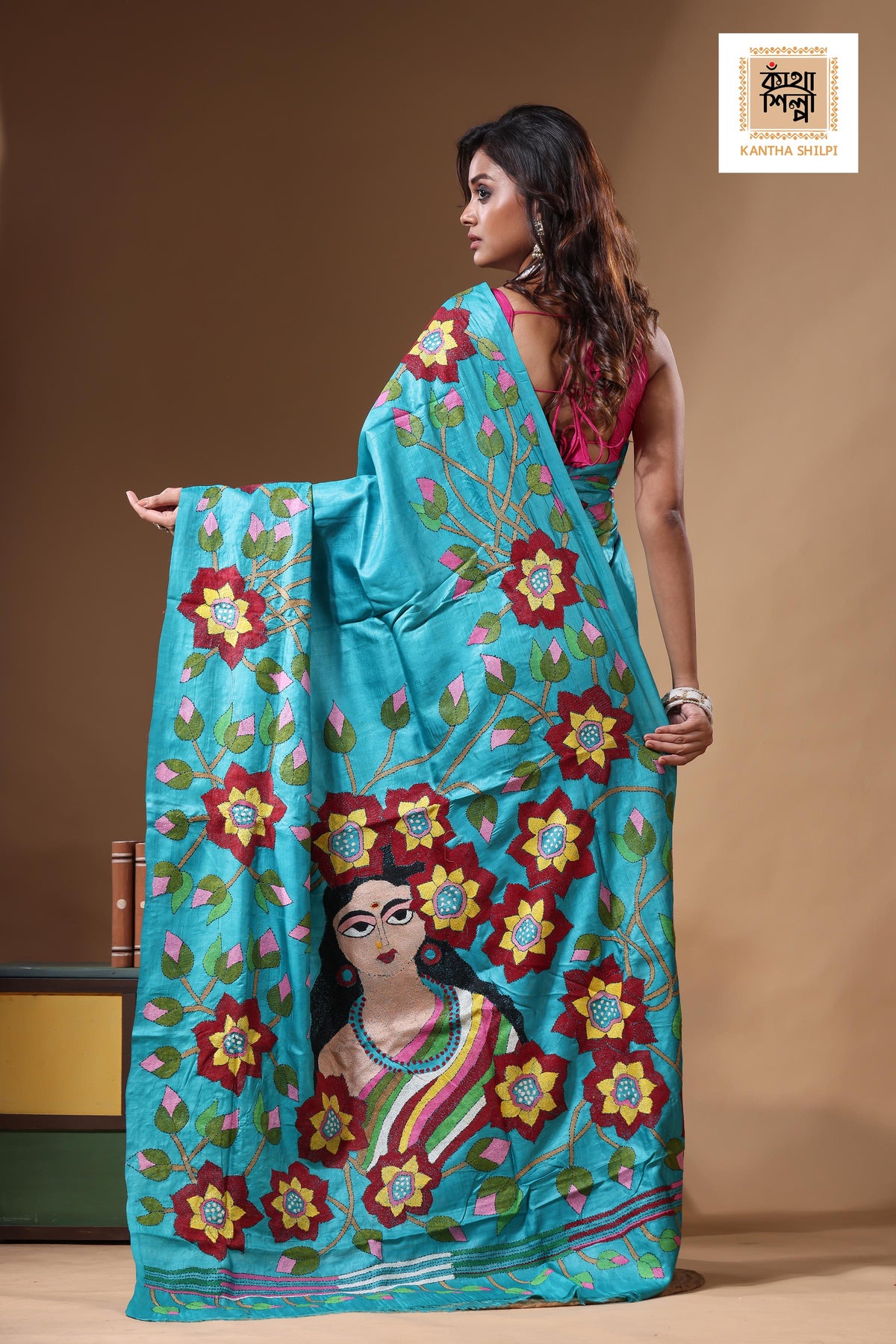 Dye Pure Gachi Tussar Kantha Stitch Saree SN2631292