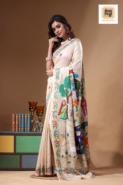 Pure Gachi Tussar Kantha Stitch Saree SN2631310