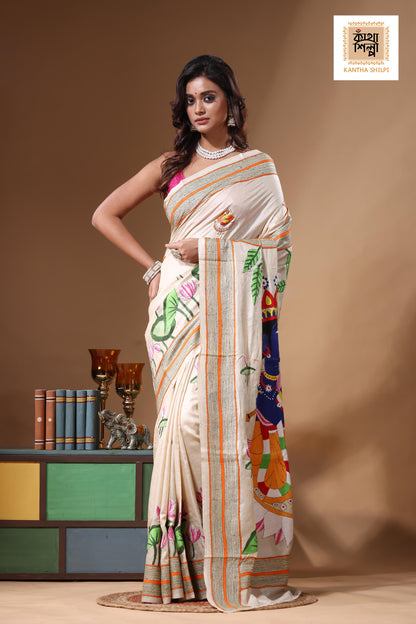 Pure Gachi Tussar Kantha Stitch Saree SN2631340
