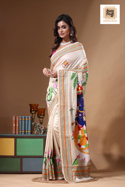 Pure Gachi Tussar Kantha Stitch Saree SN2631340