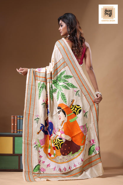 Pure Gachi Tussar Kantha Stitch Saree SN2631340