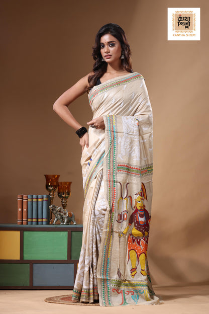 Pure Gachi Tussar Kantha Stitch Saree SN2631424
