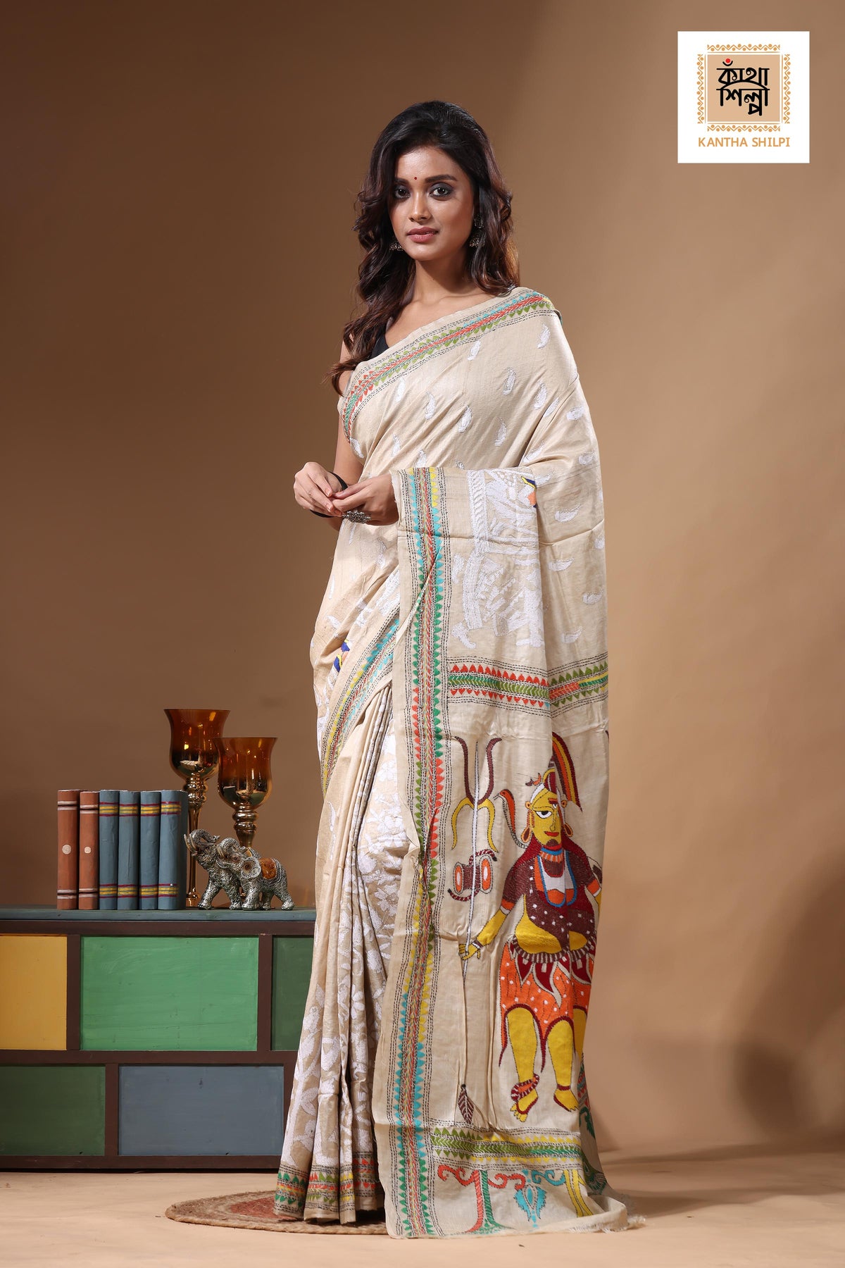 Pure Gachi Tussar Kantha Stitch Saree SN2631424