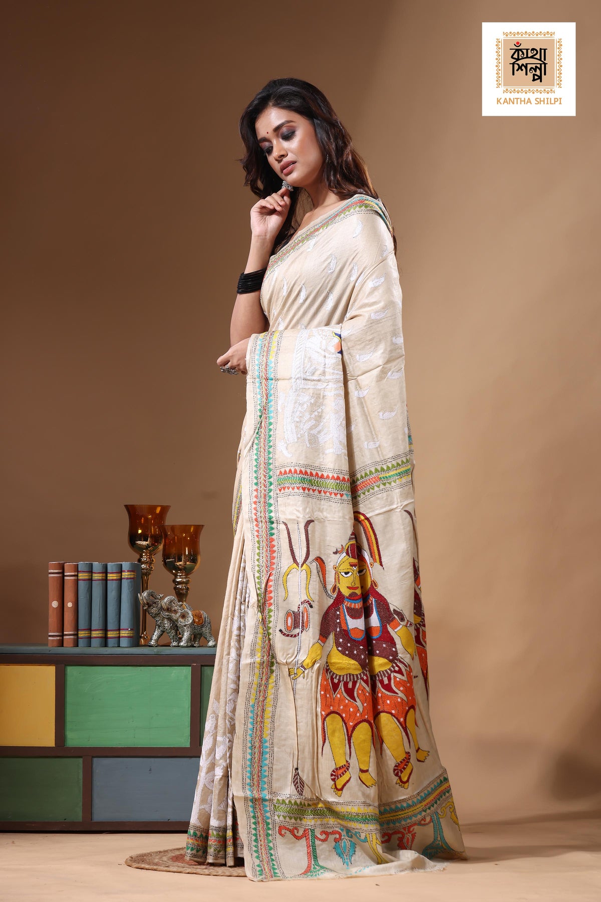Pure Gachi Tussar Kantha Stitch Saree SN2631424