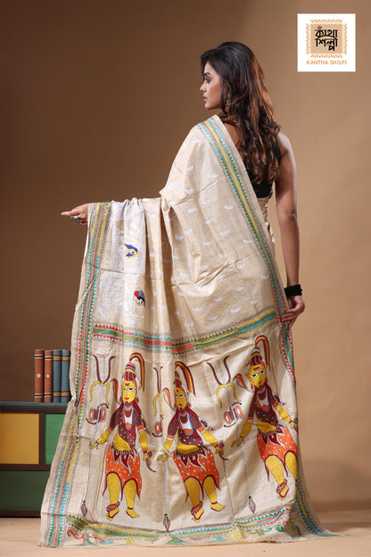 Pure Gachi Tussar Kantha Stitch Saree SN2631424