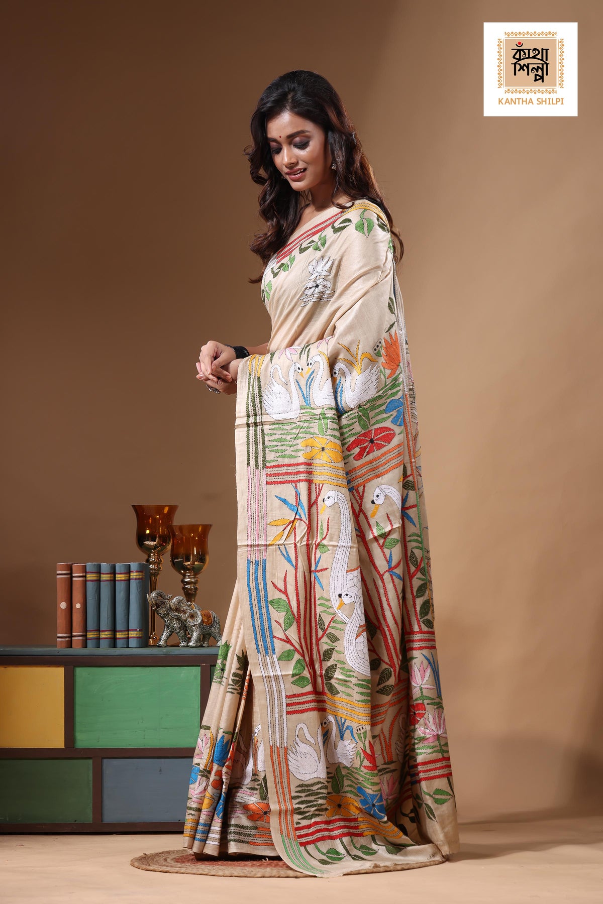 Pure Gachi Tussar Kantha Stitch Saree SN2631457