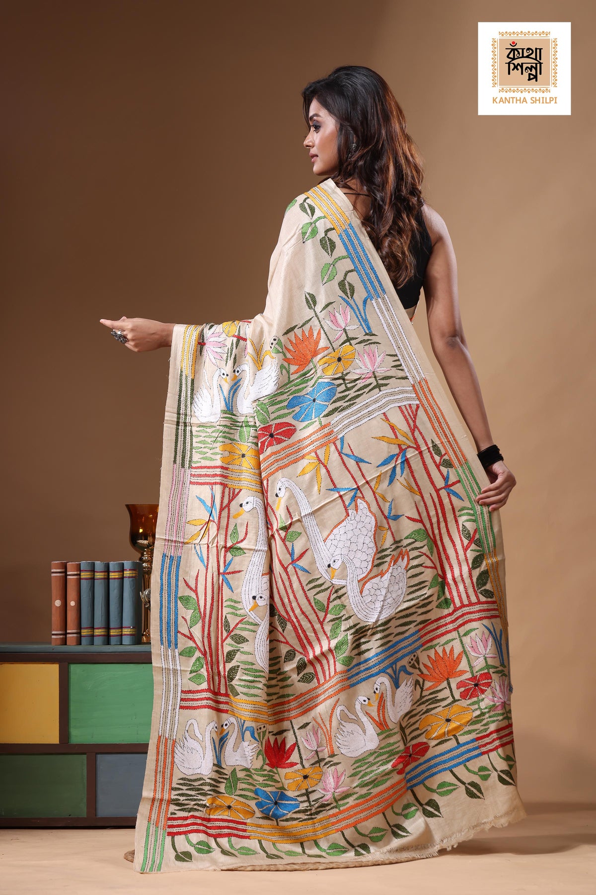 Pure Gachi Tussar Kantha Stitch Saree SN2631457