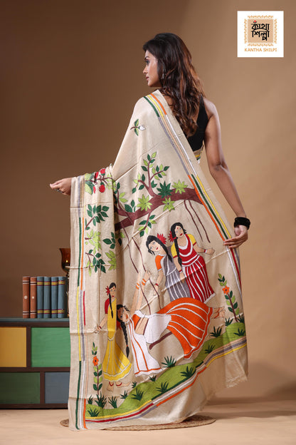 Pure Gachi Tussar Kantha Stitch Saree SN2631463