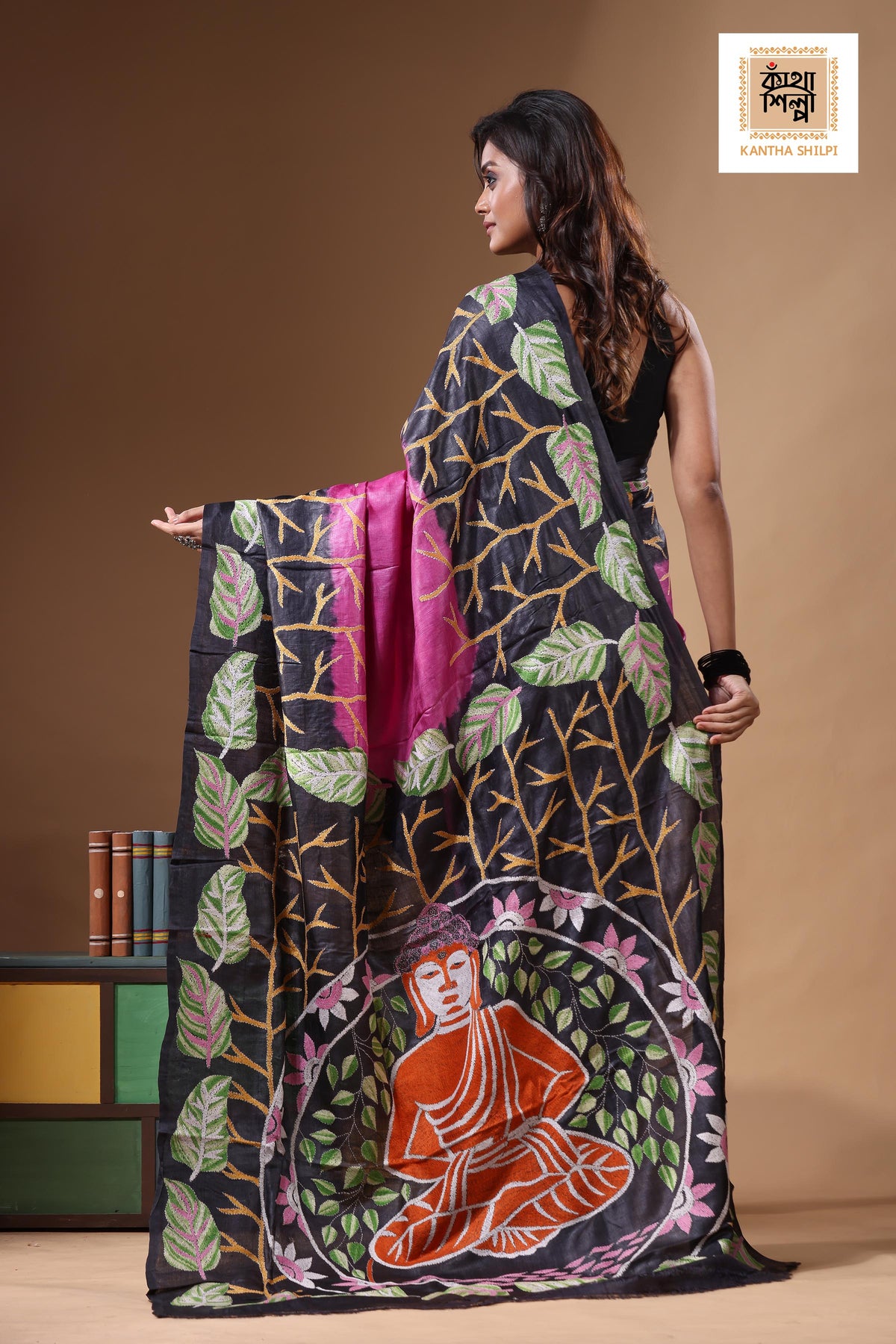 Dye Pure Gachi Tussar Kantha Stitch Saree SN2631492