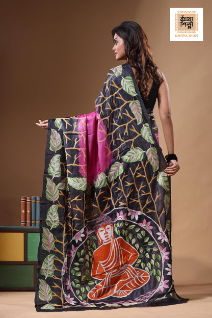 Dye Pure Gachi Tussar Kantha Stitch Saree SN2631492