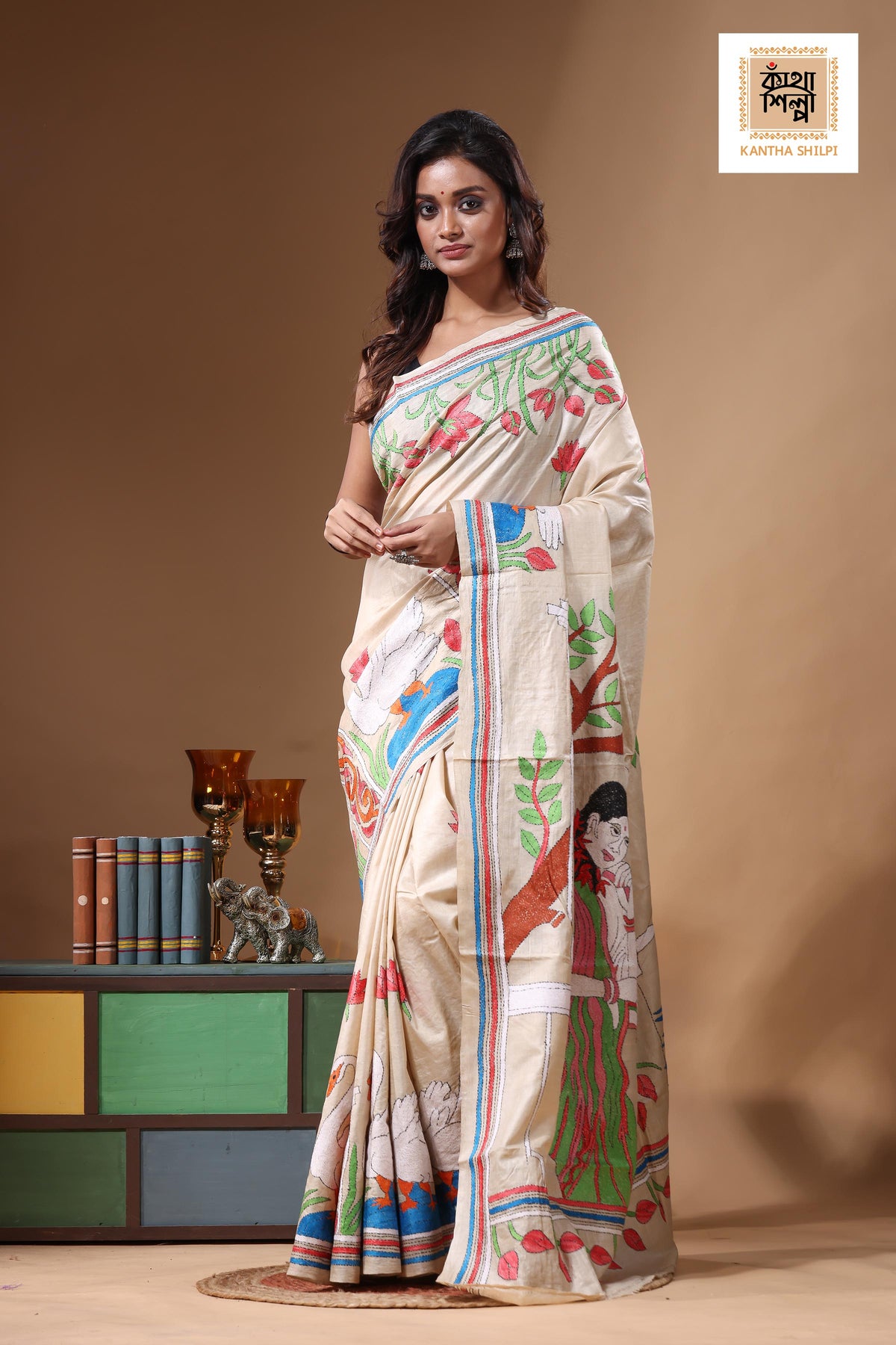 Pure Gachi Tussar Kantha Stitch Saree SN2631498