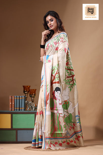 Pure Gachi Tussar Kantha Stitch Saree SN2631498
