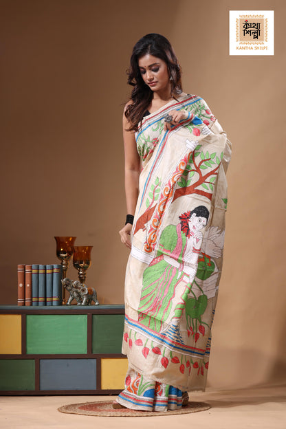Pure Gachi Tussar Kantha Stitch Saree SN2631498