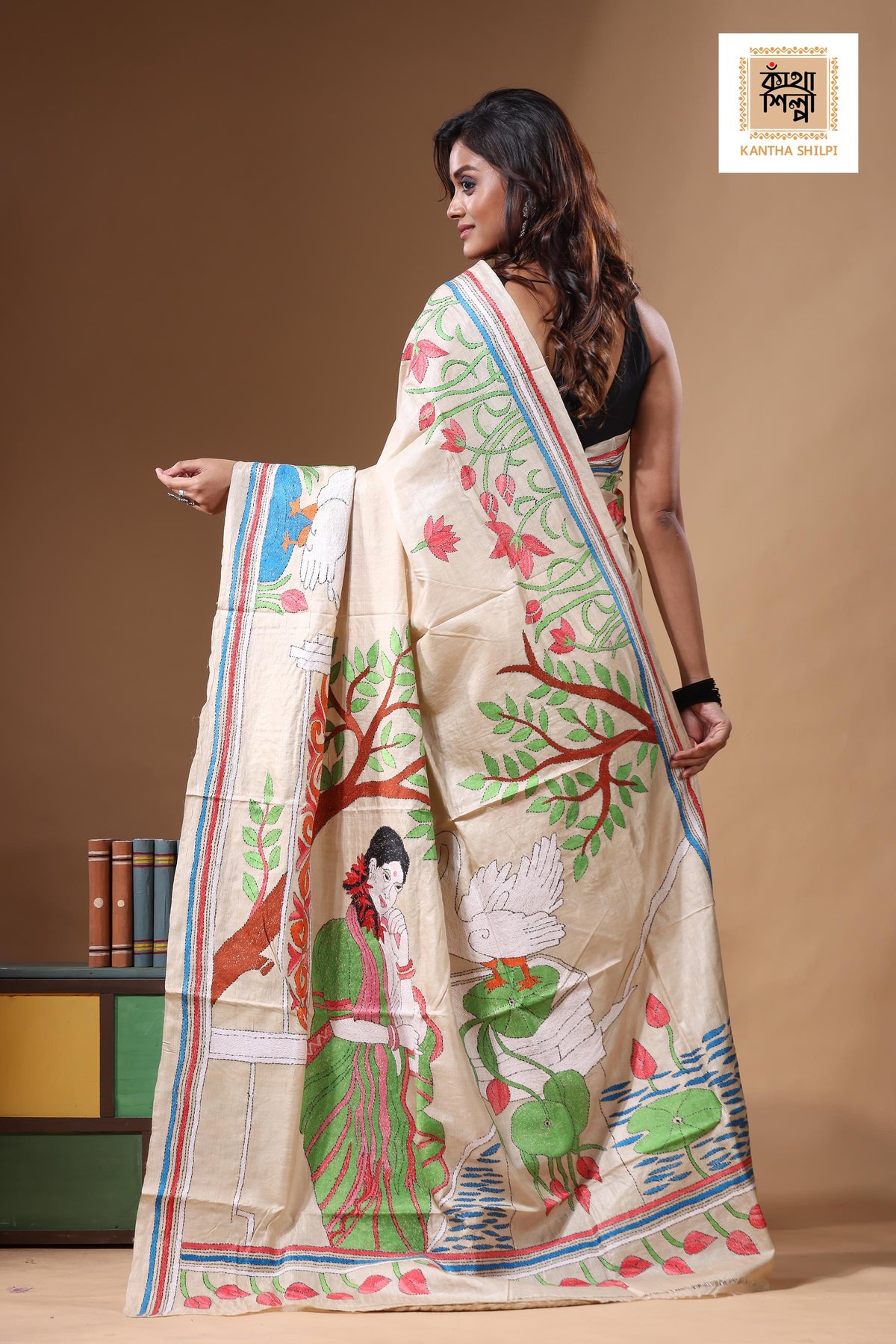 Pure Gachi Tussar Kantha Stitch Saree SN2631498