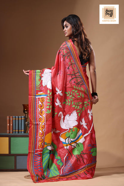Dye Pure Gachi Tussar Kantha Stitch Saree SN2631516