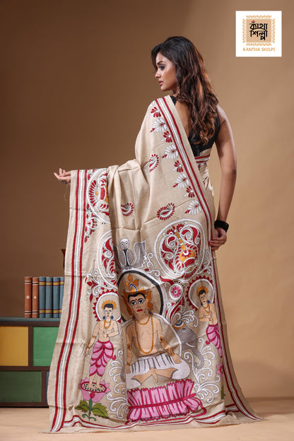 Pure Gachi Tussar Kantha Stitch Saree SN2631559