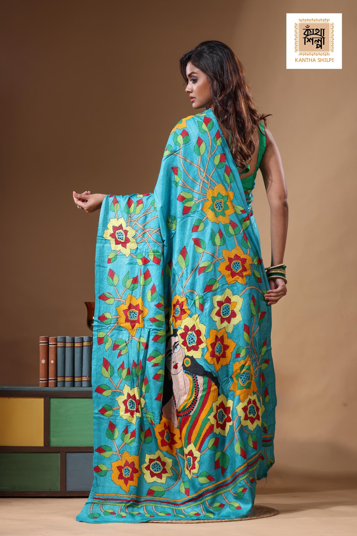 Dye Pure Gachi Tussar Kantha Stitch Saree SN2631570