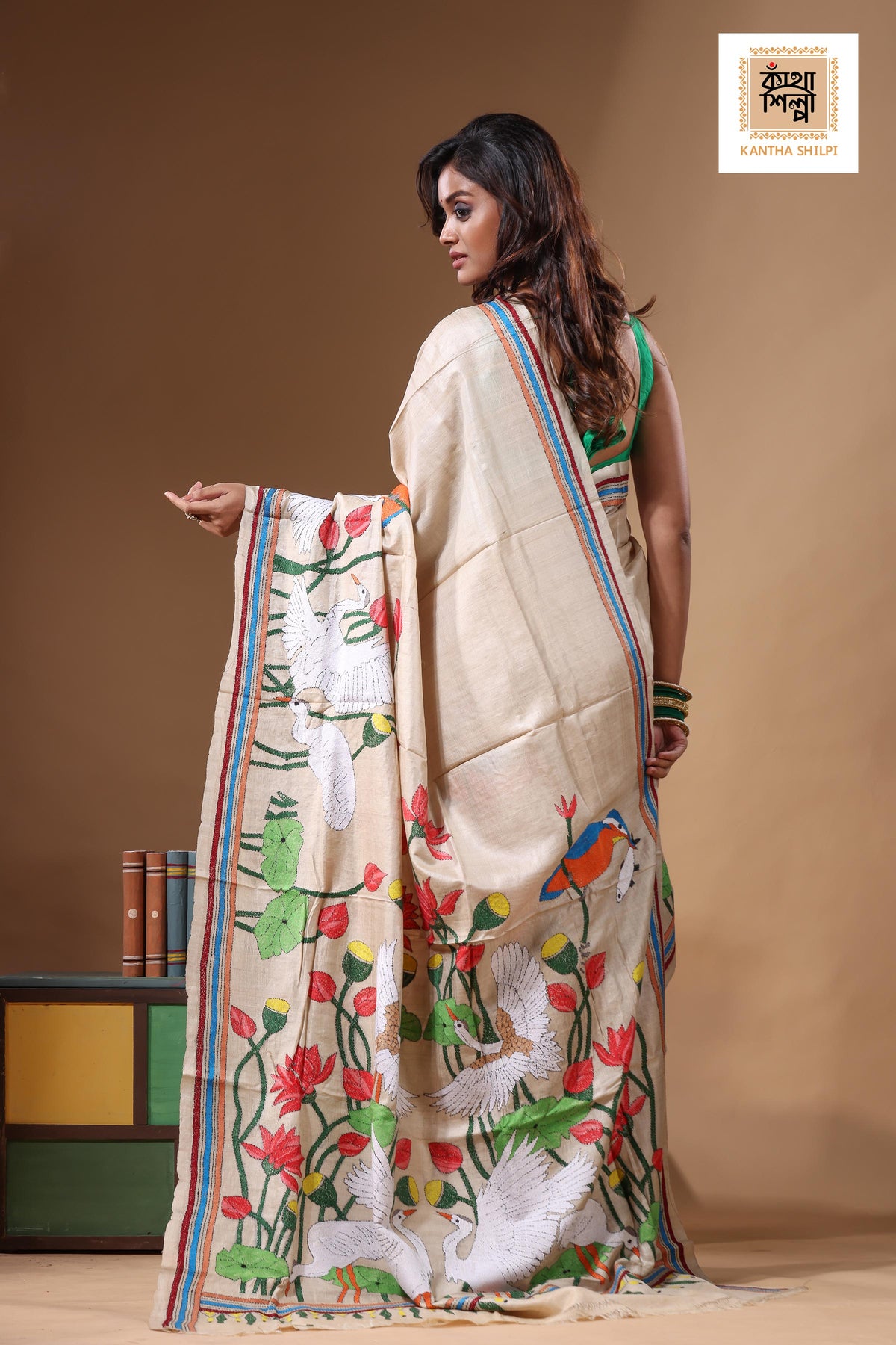Pure Gachi Tussar Kantha Stitch Saree SN2631582