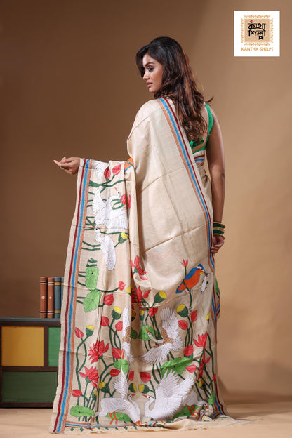 Pure Gachi Tussar Kantha Stitch Saree SN2631582