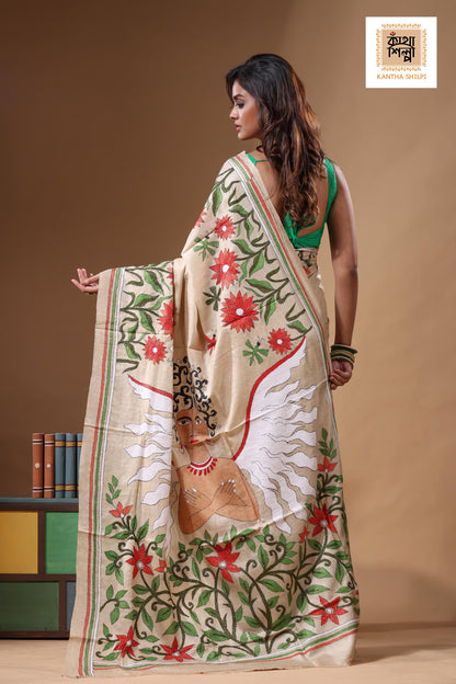 Pure Gachi Tussar Kantha Stitch Saree SN2631588