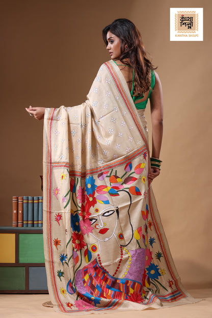 Pure Gachi Tussar Kantha Stitch Saree SN2631601
