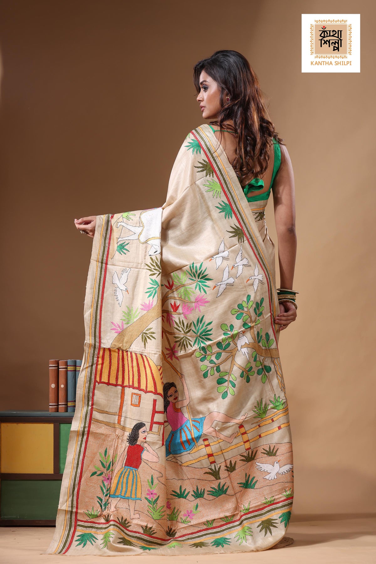 Pure Gachi Tussar Kantha Stitch Saree SN2631619