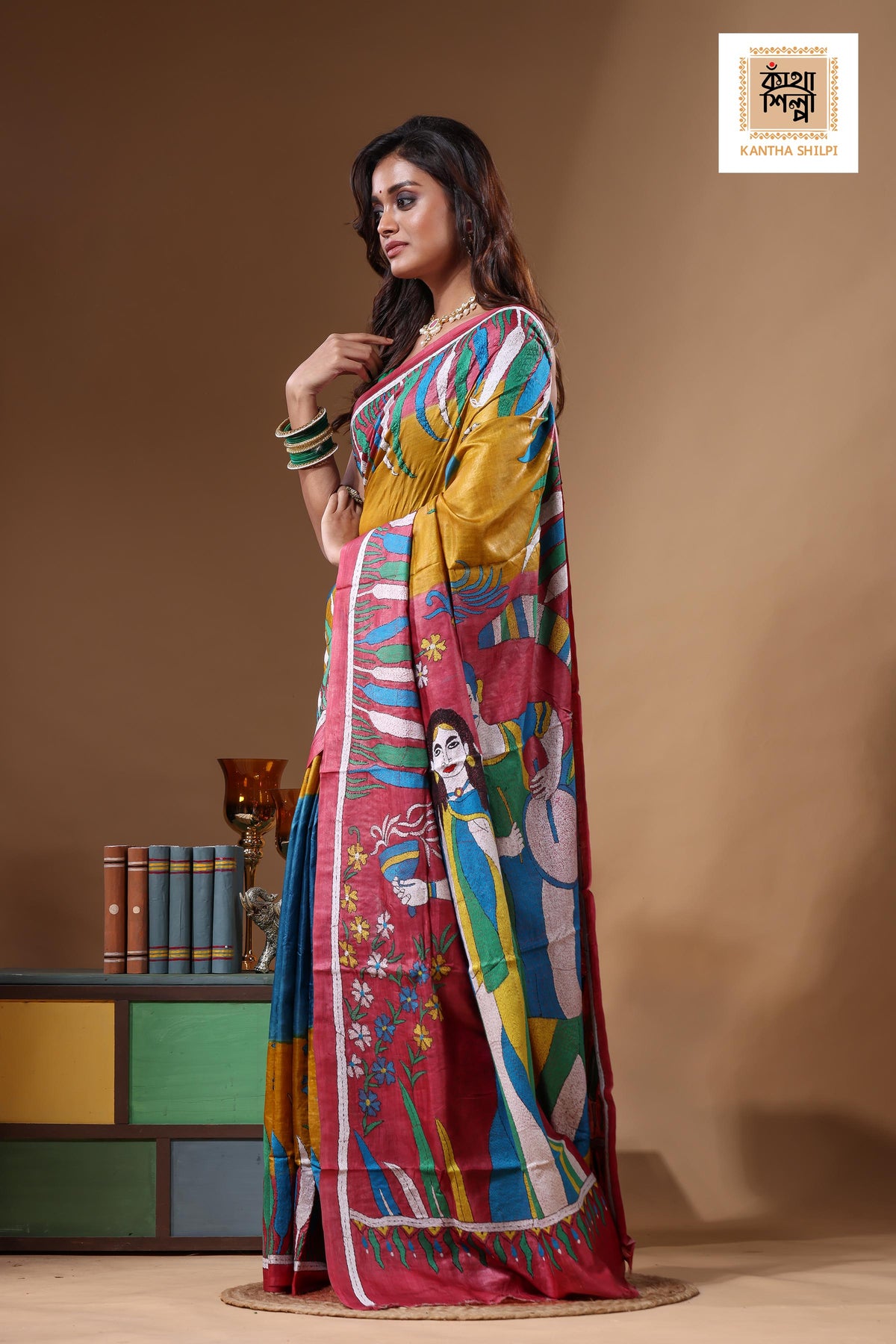 Dye Pure Gachi Tussar Kantha Stitch Saree SN2631650