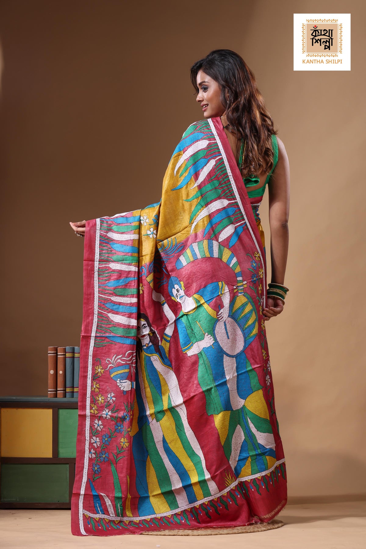 Dye Pure Gachi Tussar Kantha Stitch Saree SN2631650