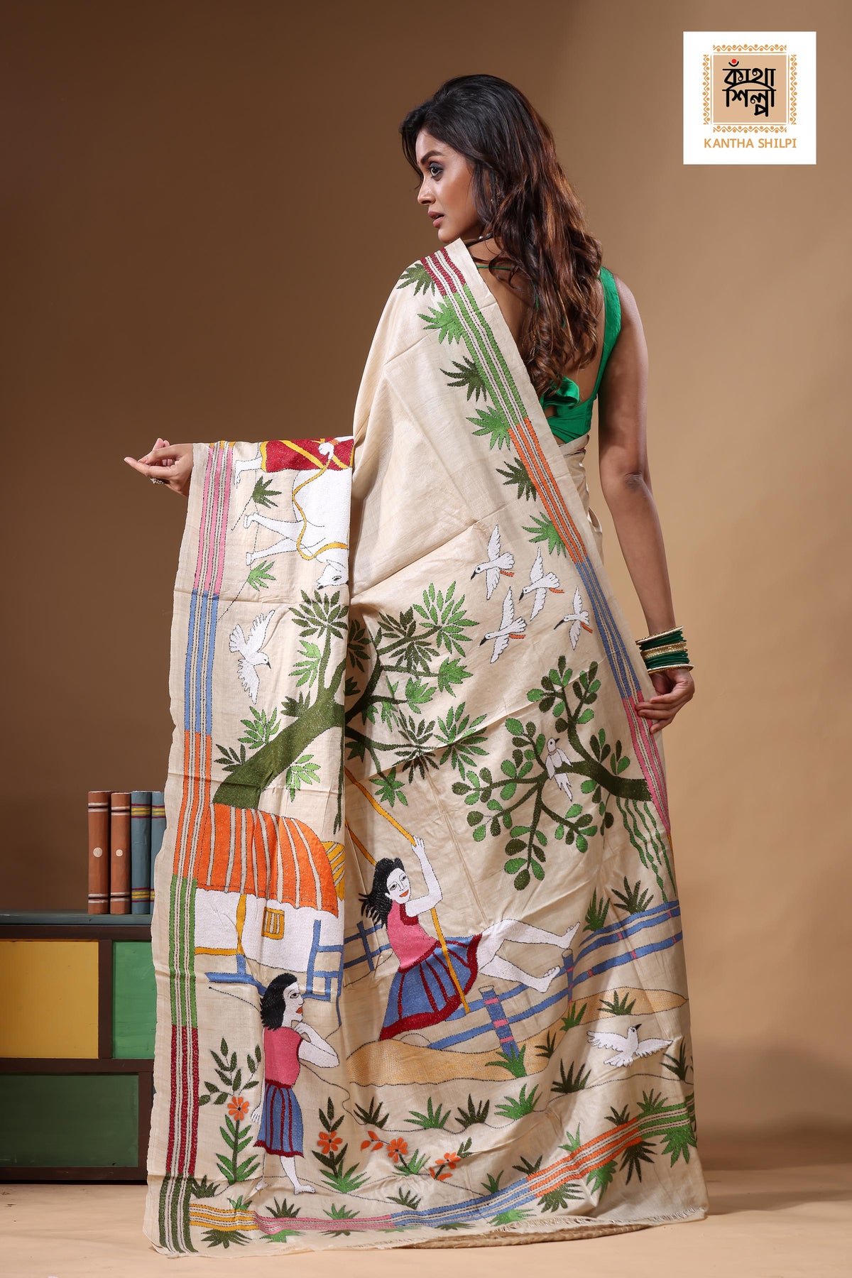 Pure Gachi Tussar Kantha Stitch Saree SN2631692