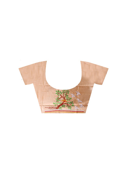 Dye Pure Gachi Tussar Kantha Stitch Saree SN2631704