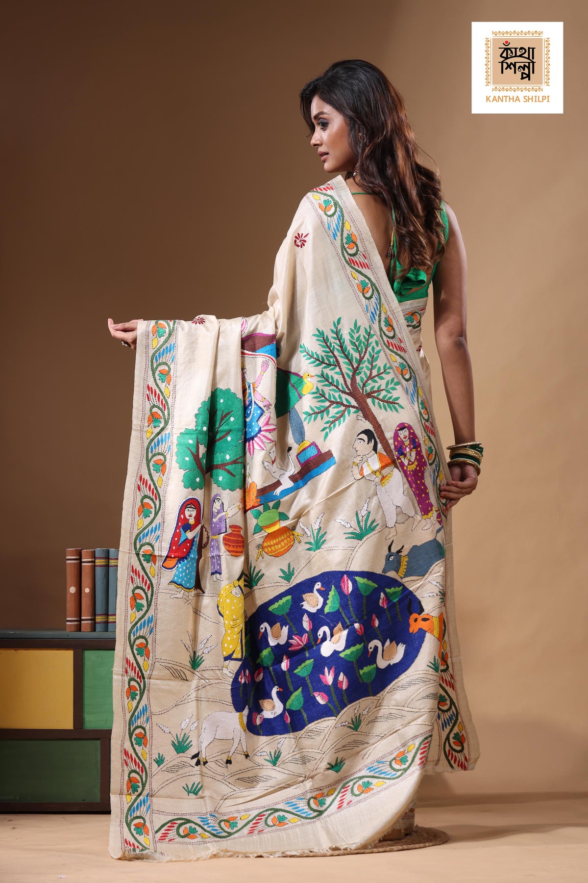 Pure Gachi Tussar Kantha Stitch Saree SN2631710