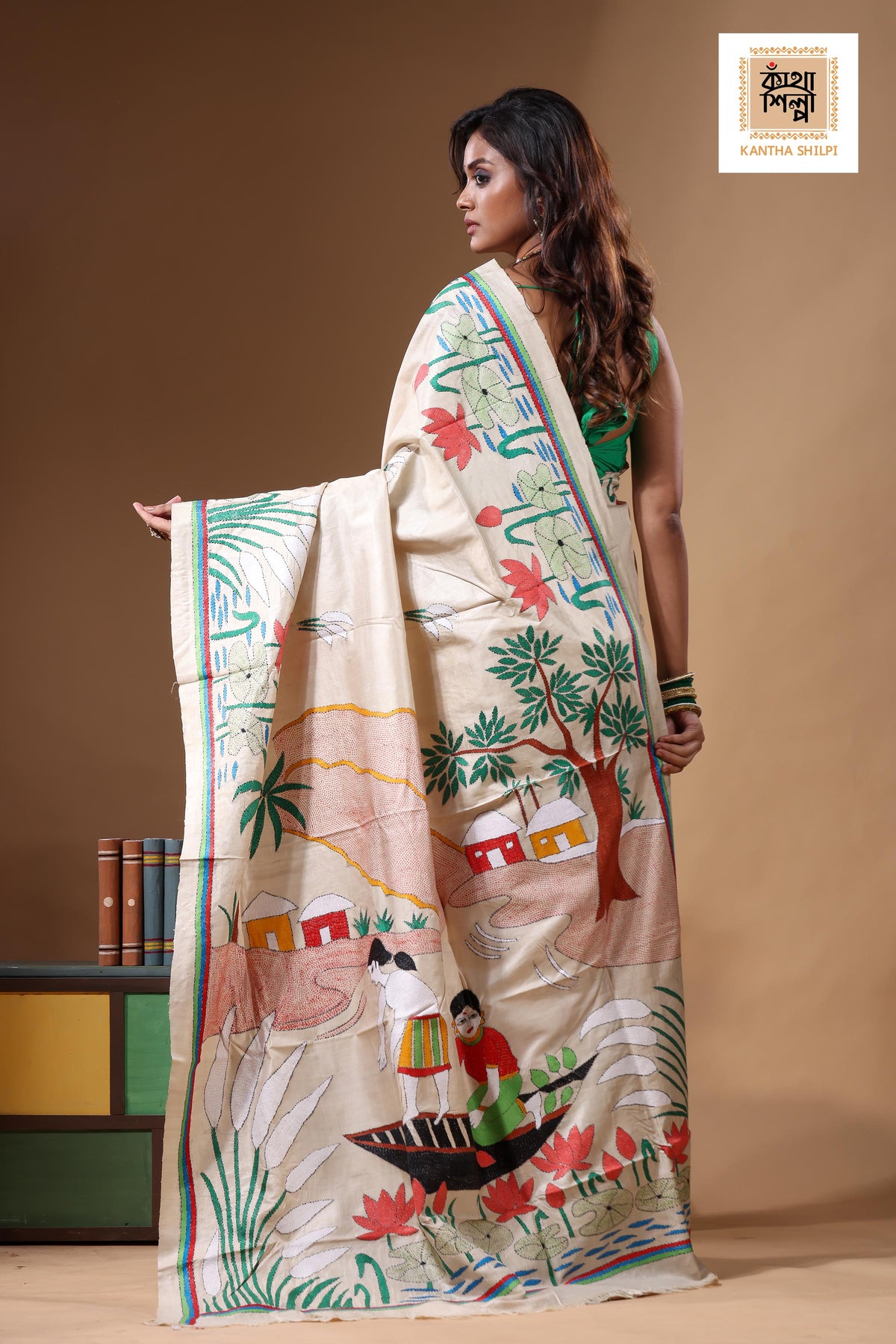 Pure Gachi Tussar Kantha Stitch Saree SN2631722