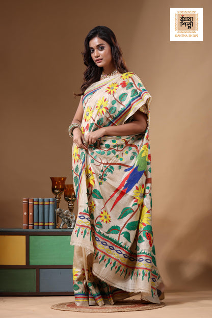 Pure Gachi Tussar Kantha Stitch Saree SN2631728