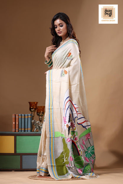 Pure Gachi Tussar Kantha Stitch Saree SN2631752