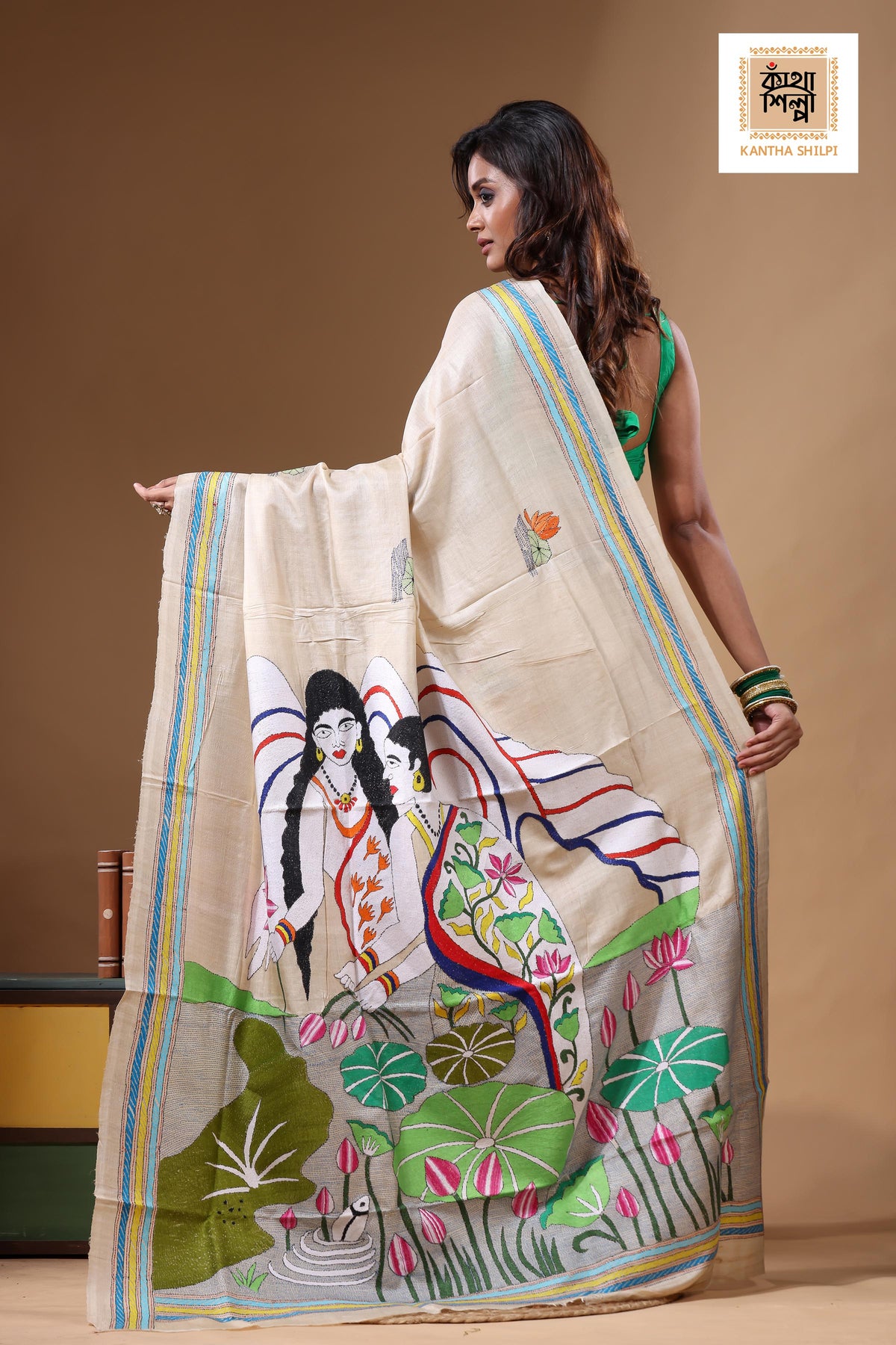 Pure Gachi Tussar Kantha Stitch Saree SN2631752