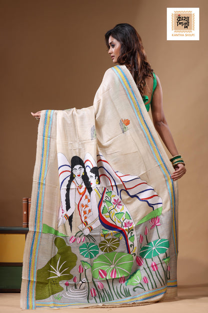 Pure Gachi Tussar Kantha Stitch Saree SN2631752